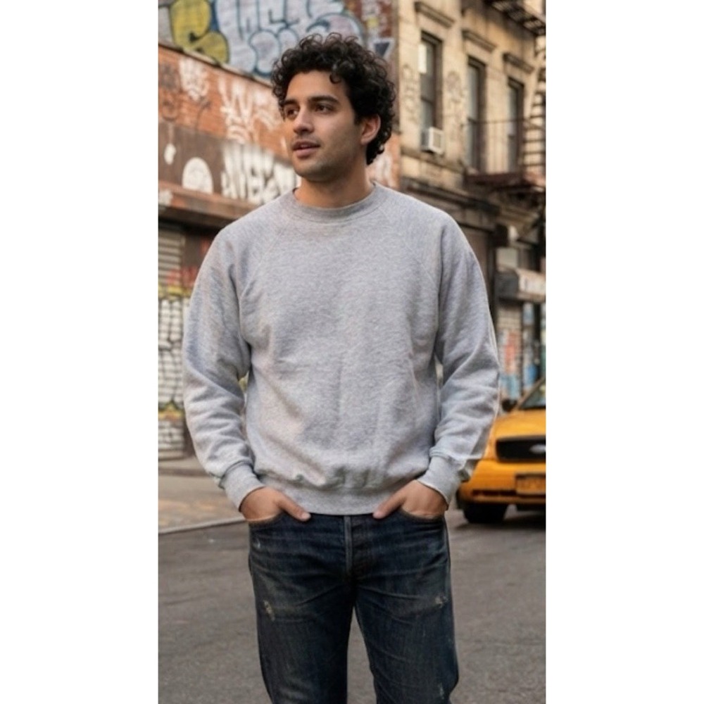 Vintage 70s 80s Tultex NOS Deadstock Blank Crewneck Mens Gray Med USA Sweatshirt